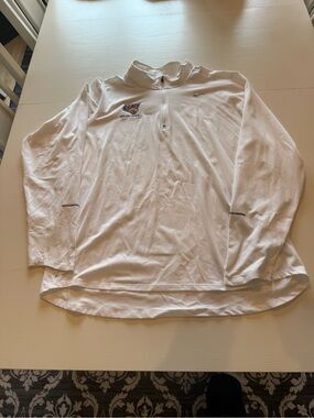 Nike White Long-Sleeve Quarter Zip Pullover with Embroidered Team Logo